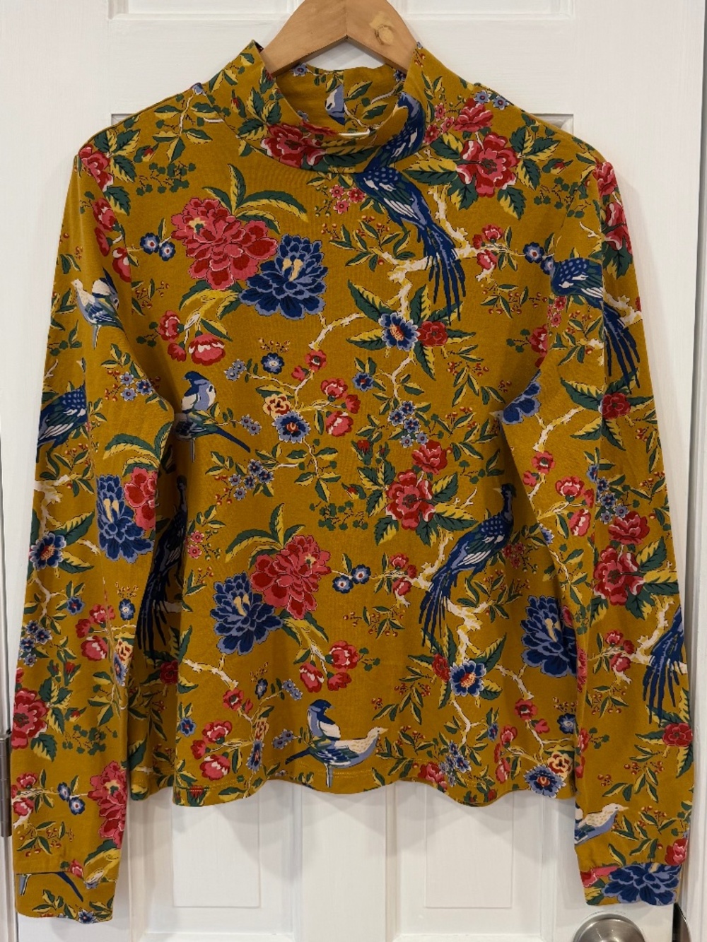Maeve by Anthropologie Peacock Knit Turtle/Mockneck in Mustard/Yellow Size XL